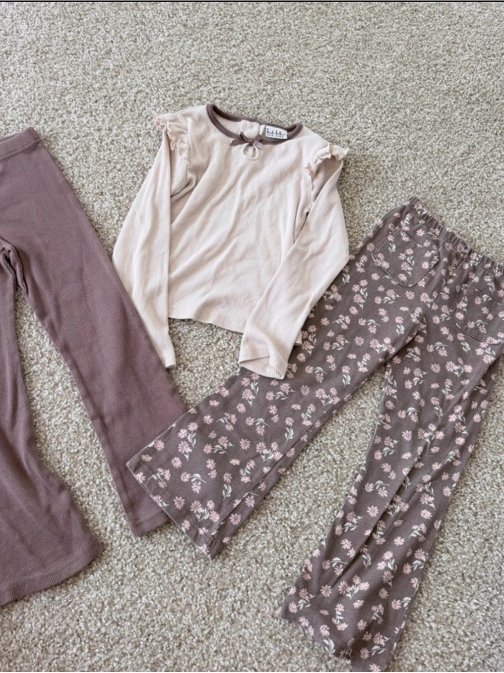Girls' Pink Floral Lounge Pants & Top Set